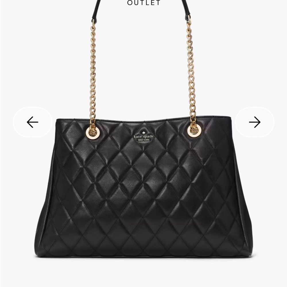 Kate Spade Quilted Black Shoulder Bag with Gold Chain